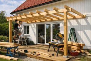 Bygga Pergola mot Husvägg