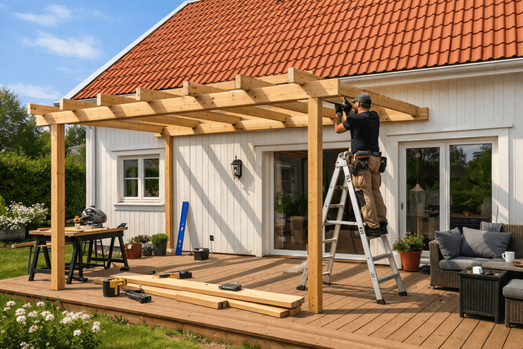 Bygga pergola mot husvägg kostnader